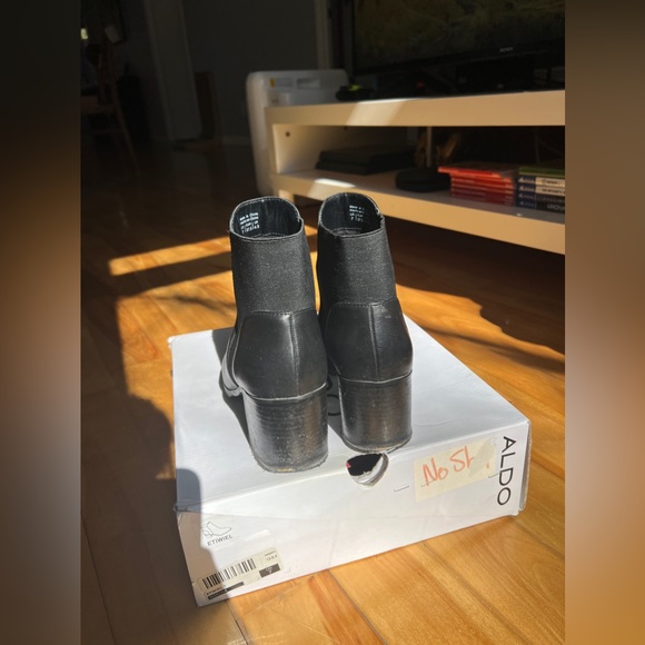 Aldo Black Leather Pointed Toe Boots - Picture 4 of 6